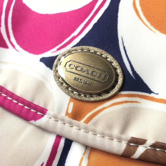 Coach Hand Drawn Scarf Print Travel Cosmetic Bag - Picture 1 of 8